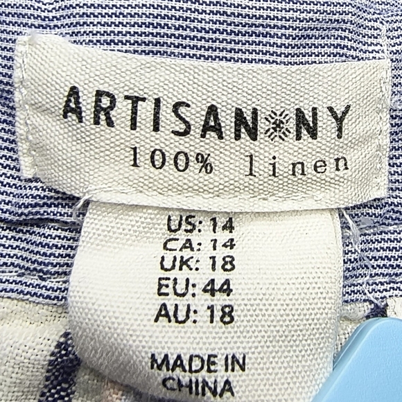 Artisan Ny Striped 100% Linen Nautical Vacation Shorts in Blue&White 14 - Picture 3 of 9